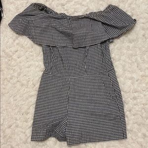 Gingham off the shoulder romper